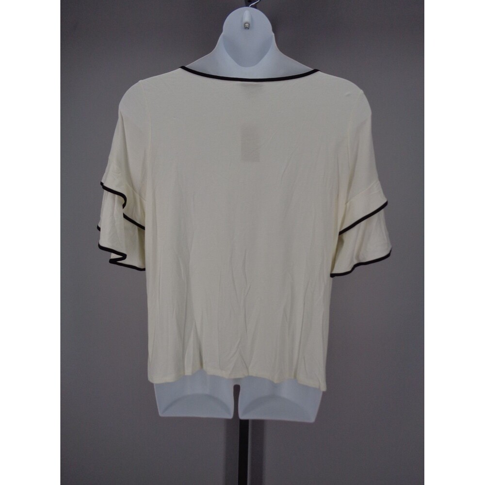 J Jill Wearever Collection Tiered Sleeve Top Size XL Ivory Cream Black New - Picture 4 of 11